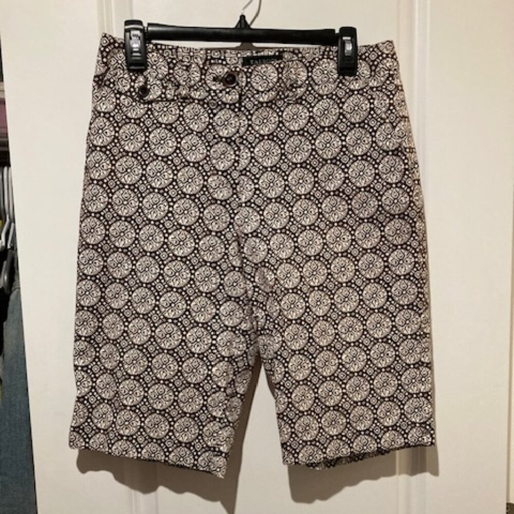 TALBOTS Women's Bermuda Shorts Brown Print Stretch SIZE 8